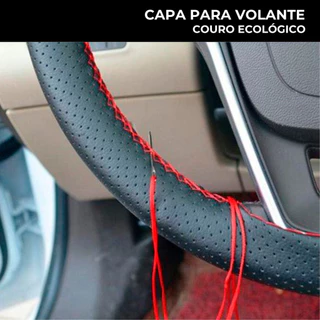 Capa de Volante Revestimento Automotivo em Couro Ecológico Costurado