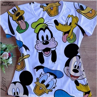 T-shirt Feminina Blusa Mickey Personagens