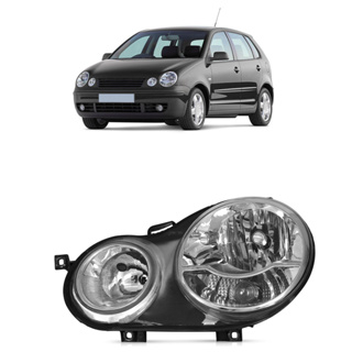 Farol Dianteiro Polo Hatch 2003 2004 2005 2006 Máscara Cromada