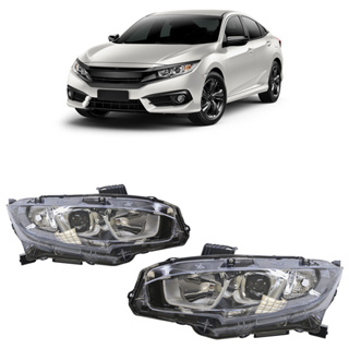 Farol Dianteiro Civic 2017 2018 2019 Led Máscara Negra
