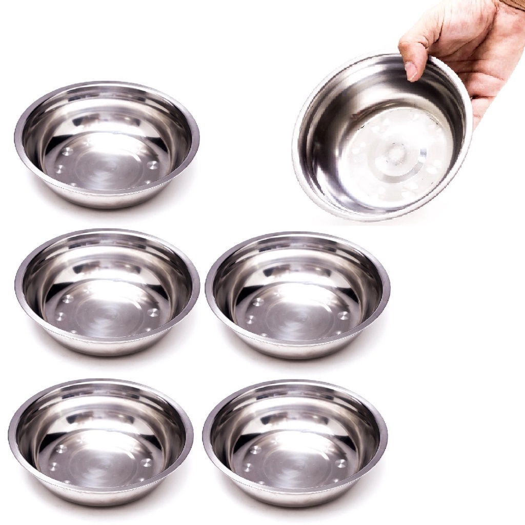 Kit 6 Tigela Bowl Em Inox Para Sobremesas Porções Pet
