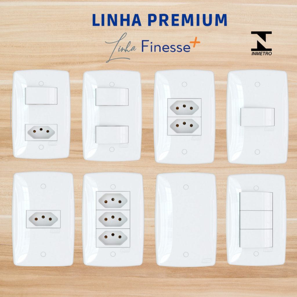 Tomadas e Interruptores 10A/20A Premium Luxo Branca Blux