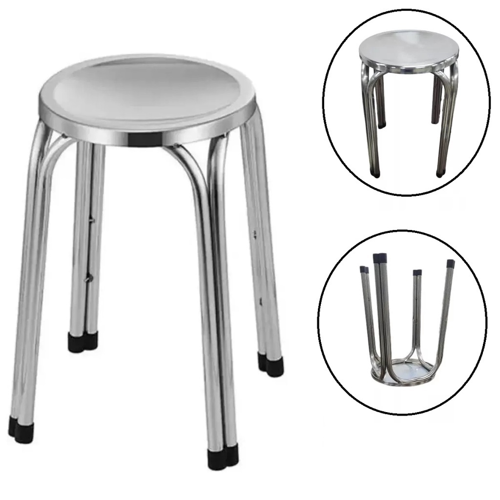 Banqueta em Aço Inox Banco Mocho 47cm Hospital Clinicas