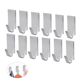 Kit 12 Ganchos Cabide Suporte Resistente Adesivo Em Aço Inox