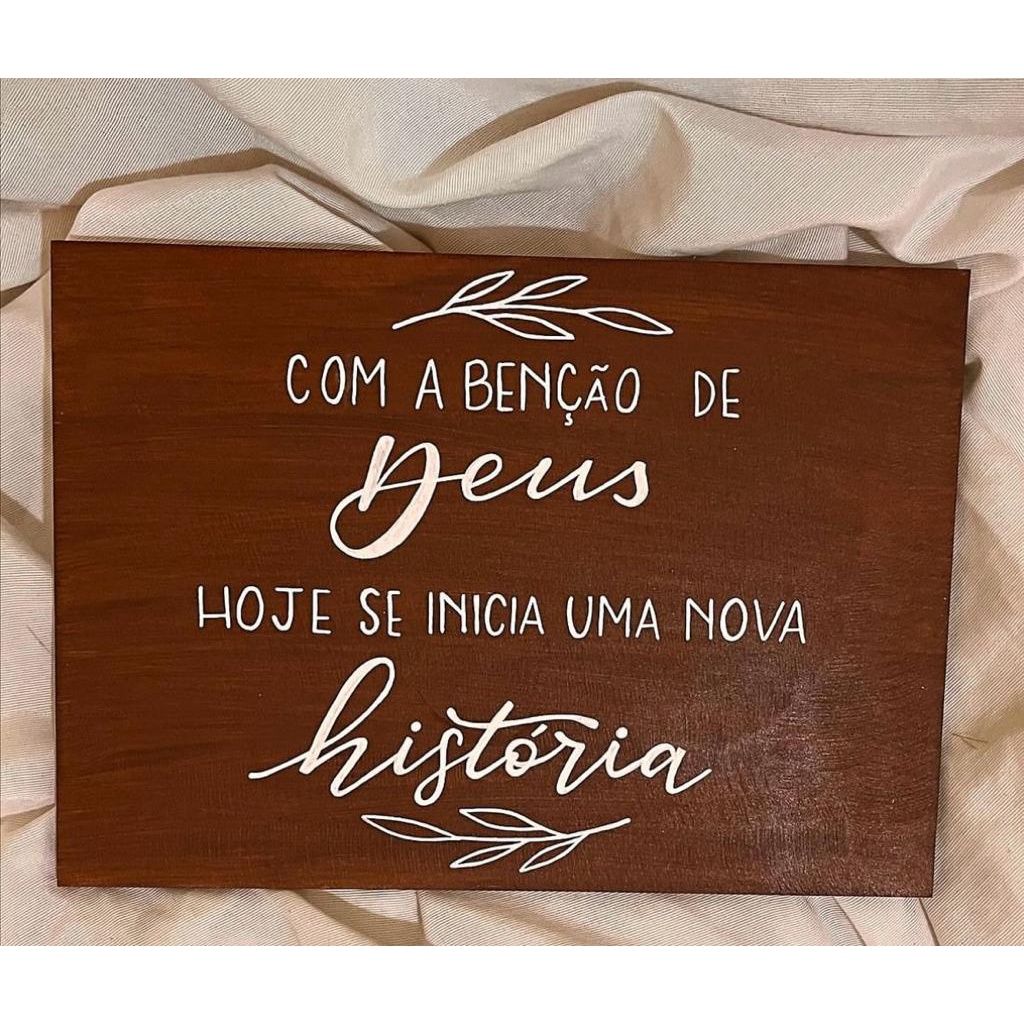 Placa Decorativa Casamento Com a benção de Deus | Shopee Brasil