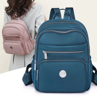 Mochila Feminina Simples Impermeável Resistente Material Alta Qualidade Tamanho Médio Multi-camada de Náilon Mochila Casual