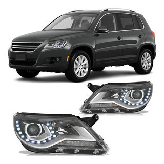 Farol Dianteiro Daylight Tiguan 2010 2011 Led Máscara Negra