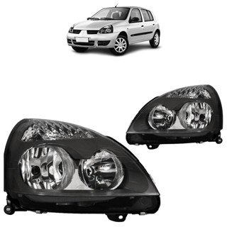 Farol Dianteiro Clio 2003 2004 2005 2006 Máscara Negra Lente Lisa Acrilico