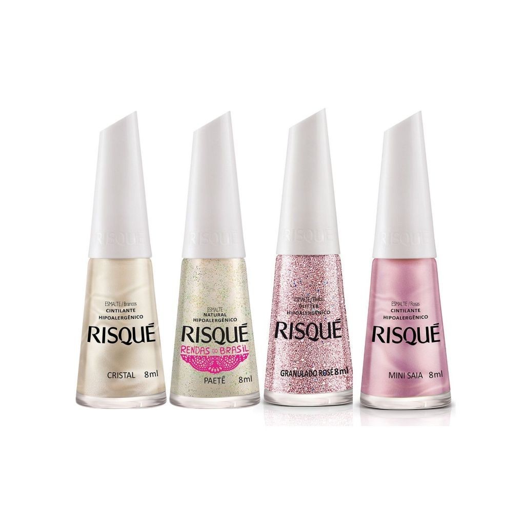Risqué: Kit com 4 Esmaltes em Tons Claros e Rosas Risque | Shopee Brasil