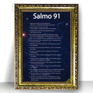 Quadro Moldura Trabalhada Salmo 91 Noites Bíblia 47x35cm