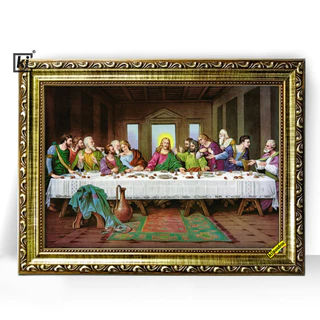 Quadro Moldura Trabalhada Grande Santa Ceia Apostolo 47x35cm
