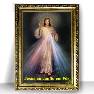 Quadro Moldura Trabalhada Jesus Misericordioso 47x35cm