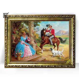 Quadro Moldura Trabalhada Cavalheiro E Donzela Classica 47x35cm