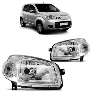 Farol Dianteiro Uno Way Vivace Attractive 2010 2011 2012 2013 2014 2015 Máscara Cromada Lente Lisa Acrilico