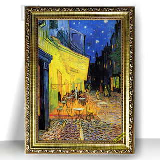 Quadro Moldura Dourada Terraço Do Cafe Van Gogh Tradicional 35x47cm