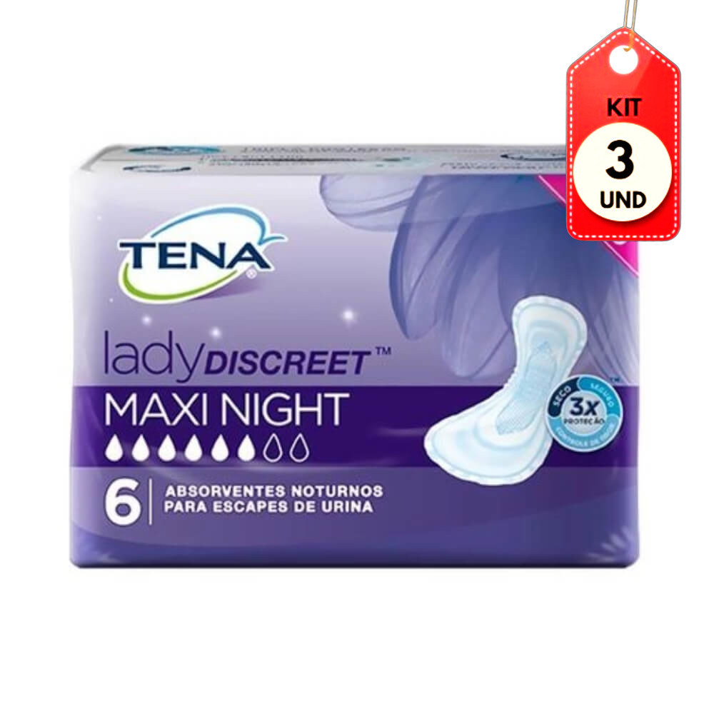 Kit 14 Absorvente Tena Lady Discreet Maxi Night + 8 Calcinha Pants