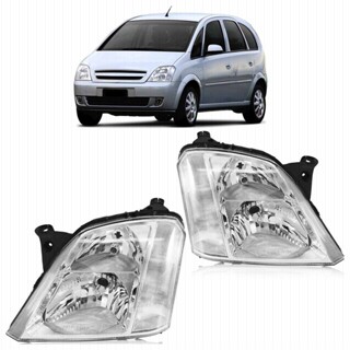 Farol Dianteiro Meriva 2001 2002 2003 2004 2005 2006 2007 2008 2009 2010 2011 2012 Máscara Cromada Foco Duplo