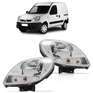 Farol Dianteiro Kangoo 2009 2010 2011 2012 Máscara Cromada Foco Simples Lente Lisa Acrilico