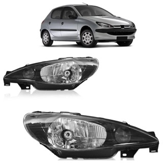 Farol Dianteiro 206 1999 2000 2001 2002 2003 2004 2005 2006 2007 2008 Máscara Negra Foco Simples