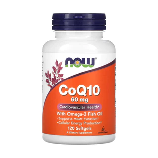 Coenzima CoQ10 60mg + Omega3 Now Foods 120Soft Importado