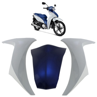 Kit Completo Carenagem Biz Ex 125 2022 2023 Azul Spencer Moto Branca 3 Peças