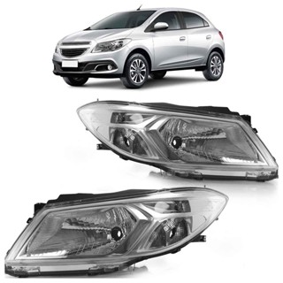 Farol Dianteiro Onix Prisma Lt Ltz Joy 2013 2014 2015 2016 2017 2018 2019 Máscara Cromada