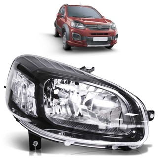 Farol Dianteiro Uno 2015 2016 2017 Máscara Negra Lente Lisa Acrilico