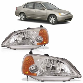Farol Dianteiro Civic 2001 2002 2003 Máscara Cromada
