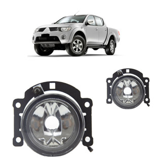 Farol Milha Auxiliar L200 Triton Pajero Dakar 2014 2015 Preto Lente Lisa Vidro