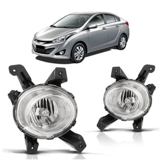 Farol Milha Auxiliar + Moldura Grade Milha Hyundai HB20 2012 2013 2014 2015 HB20S Lente Lisa Acrilico Foco Manual