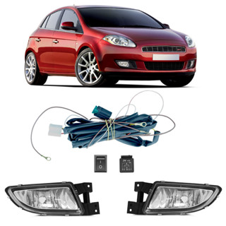 Kit Farol Milha Auxiliar Bravo 2010 2011 2012 2013 2014 2015 Completo Botão Universal Lente Lisa Vidro