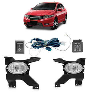 Kit Farol Milha Auxiliar City 2009 2010 2011 2012 Completo Botão Universal Lente Lisa Vidro