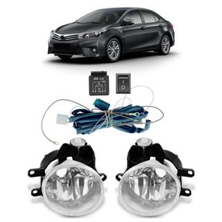 Kit Farol Milha Auxiliar Corolla 2015 2016 Completo Botão Universal Lente Lisa Vidro