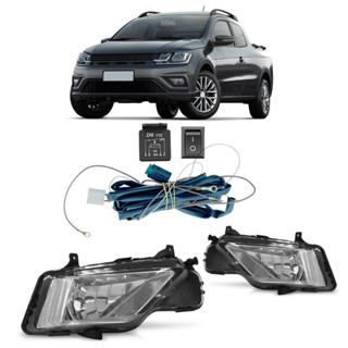 Kit Farol Milha Auxiliar Saveiro G7 2016 2017 2018 Completo Botão Universal Lente Cristal Acrilico