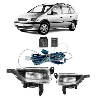 Kit Farol Milha Auxiliar Zafira 1999 2000 2001 2002 Completo Botão Universal Lente Lisa Vidro