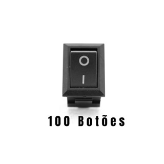Combo 100 Botões Farol Milha Retangular Universal 2 Terminais Preto Plastico