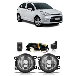 Farol Milha Auxiliar C3 2009 2010 2011 2012 2013 2014 2015 2016 2017 2018 2019 2020 Completo Lente Lisa Vidro Foco Manual