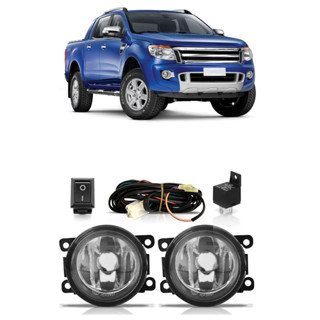 Kit Farol Milha Auxiliar Ranger 2012 2013 2014 2015 2016 Botão Universal Lente Lisa Vidro Foco Manual
