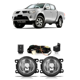 Farol Milha Auxiliar L200 Triton 2006 2007 2008 2009 2010 2011 2012 2013 2014 2015 2016 2017 2018 Completo Lente Lisa Vidro Foco Manual
