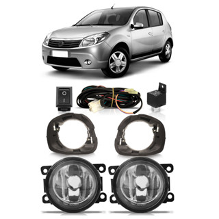 Farol Milha Auxiliar Sandero 2007 2008 2009 2010 2011 Completo Com Moldura Lente Lisa Vidro Foco Manual