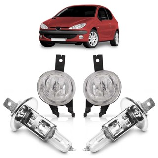 Kit Farol Milha Auxiliar Boquinha + Lâmpada H1 206 1998 1999 2000 2001 2002 2003 2004 Lente Lisa Vidro