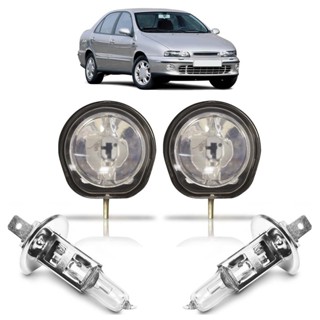 Kit Farol Milha Auxiliar + Lâmpada H1 Marea 1997 1998 1999 2000 2001 2002 2003 2004 2005 2006 2007 Lente Lisa Vidro