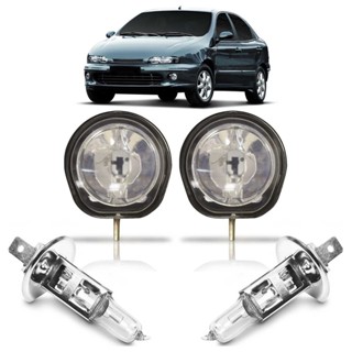 Kit Farol Milha Auxiliar + Lâmpada H1 Brava 1997 1998 1999 2000 2001 2002 2003 2004 2005 2006 2007 Lente Lisa Vidro