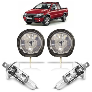 Kit Farol Milha Auxiliar + Lâmpada H1 Strada Adventure Locker 2004 2005 2006 2007 2008 2009 2010 2011 2012 Lente Lisa Vidro