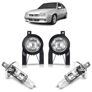 Kit Farol Milha Auxiliar + Lâmpada H1 Kadett 1996 1997 1998 Lente Lisa Vidro