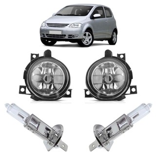 Kit Farol Milha Auxiliar + Lâmpada H3 Fox 2003 2004 2005 2006 2007 2008 2009 2010 Lente Lisa Vidro