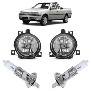 Kit Farol Milha Auxiliar + Lâmpada H3 Saveiro 2006 2007 2008 2009 2010 2011 Lente Lisa Vidro