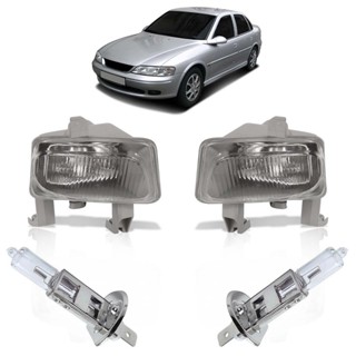 Kit Farol Milha Auxiliar + Lâmpada H3 Vectra 1996 1997 1998 1999 Lente Lisa Vidro