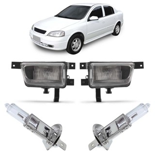 Kit Farol Milha Auxiliar + Lâmpada H3 Astra Sedan 1998 1999 2000 2001 2002 Lente Estriada Vidro