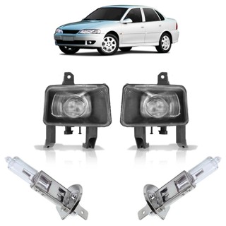 Kit Farol Milha Auxiliar + Lâmpada H3 Vectra 2000 2001 2002 2003 2004 2005 Lente Lisa Vidro